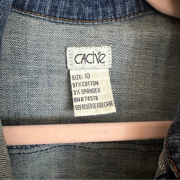 Vintage Cache Denim Jacket Rhinestone Size 10 Dark Wash - Picture 2 of 4